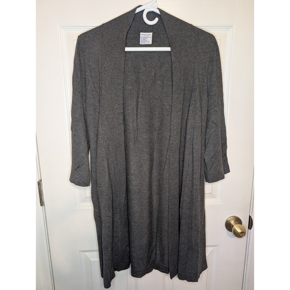 Bath Body Works Women's Size Large XL Cashmere Blend Open Cardigan Gray Sweater - Picture 2 of 5